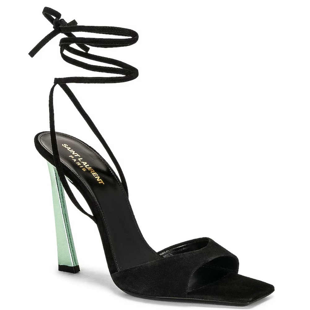 Saint Laurent YSL Black Strappy Heels 6.5